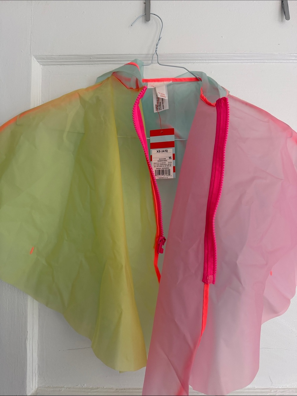 Cat & Jack Neon Pink and Lime Kids Rain Poncho